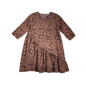 Hayden Los Angeles Womens Terracotta Black Spotted Asymmetrical Ruffle Dress M